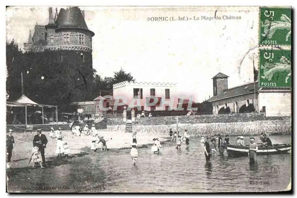 Pornic (L.-Inf.) - La Plage du Château — éditeur : Héloïse Angas et Cie, Nantes — n° de série : E.J.-1266 - Frente