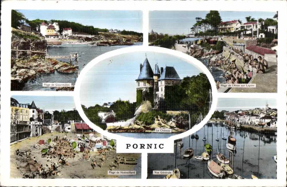 Pornic — Vista panorâmica com castelo e praias — Edições Gaby - Frente