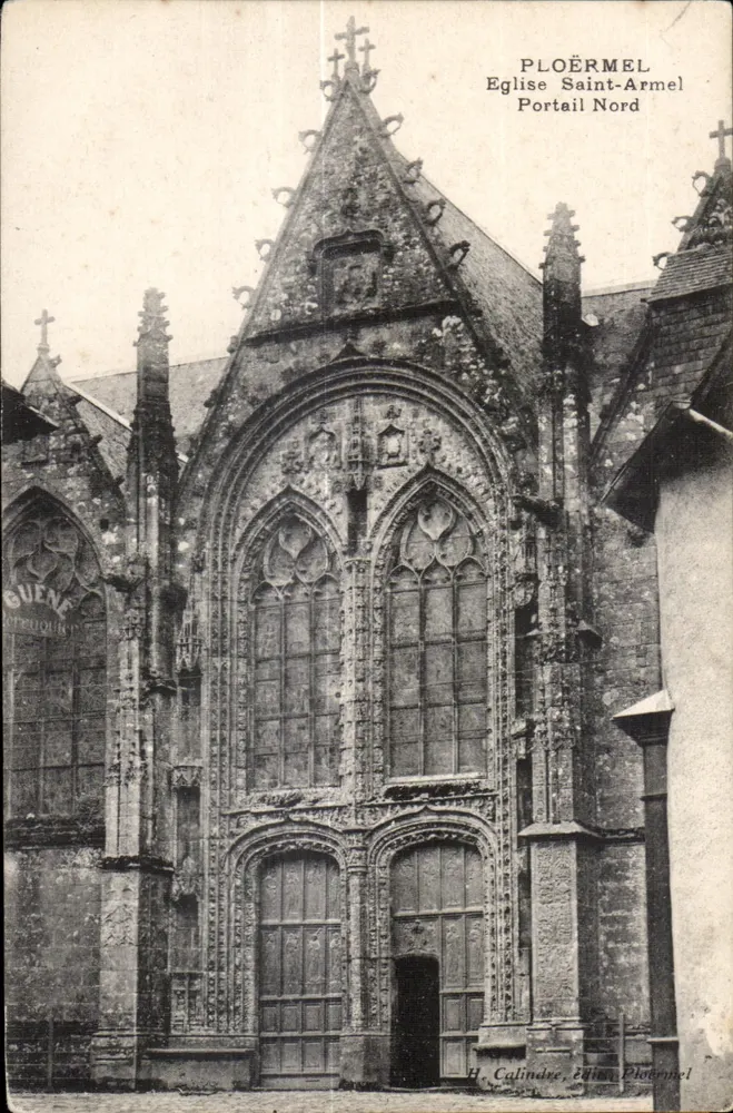 Ploërmel — Église Saint-Armel, Portail Nord — H. Calindre, Éditeur Ploërmel - Vorderseite