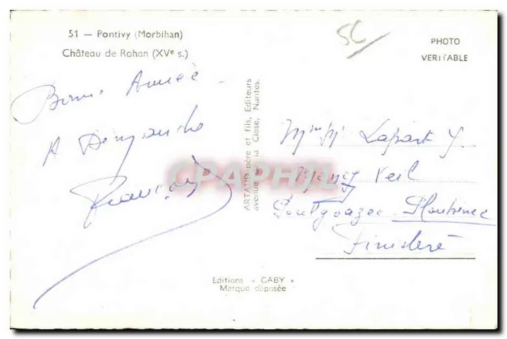 Castillo de Rohan — Pontivy (Morbihan) — Ediciones Caby - Reverso