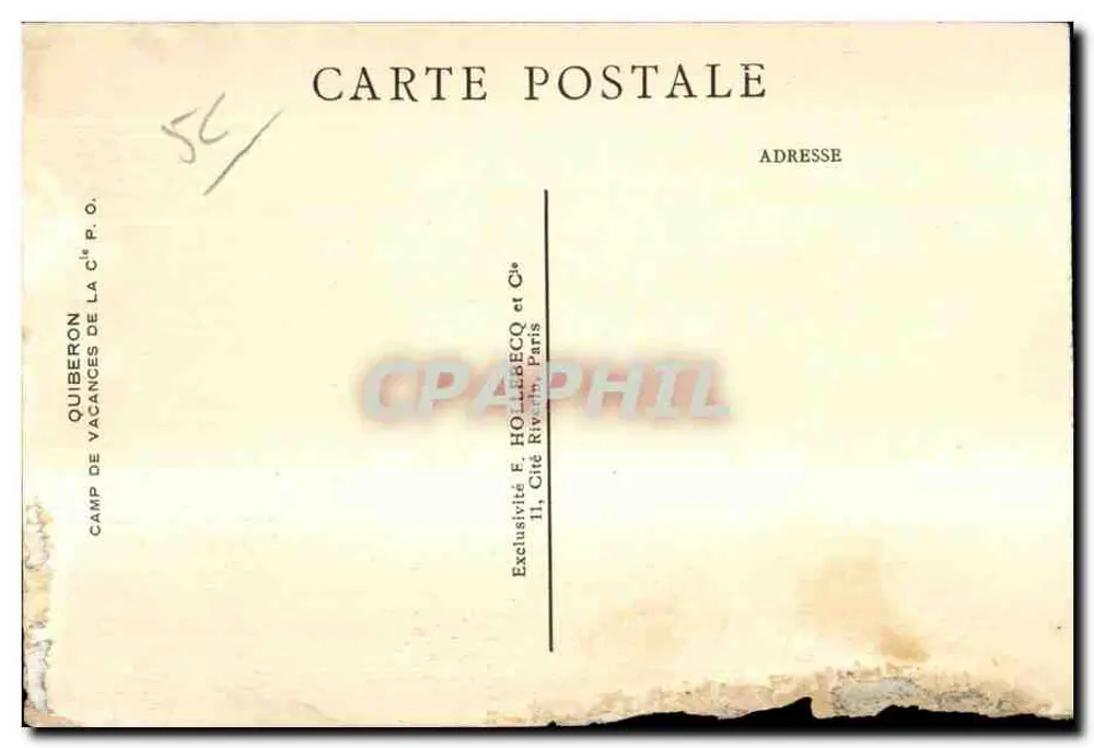 O edifício dos Alsacianos e Lorrainenses — Quiberon — Editor: Exclusividade E. Hollébecq, Paris - Verso
