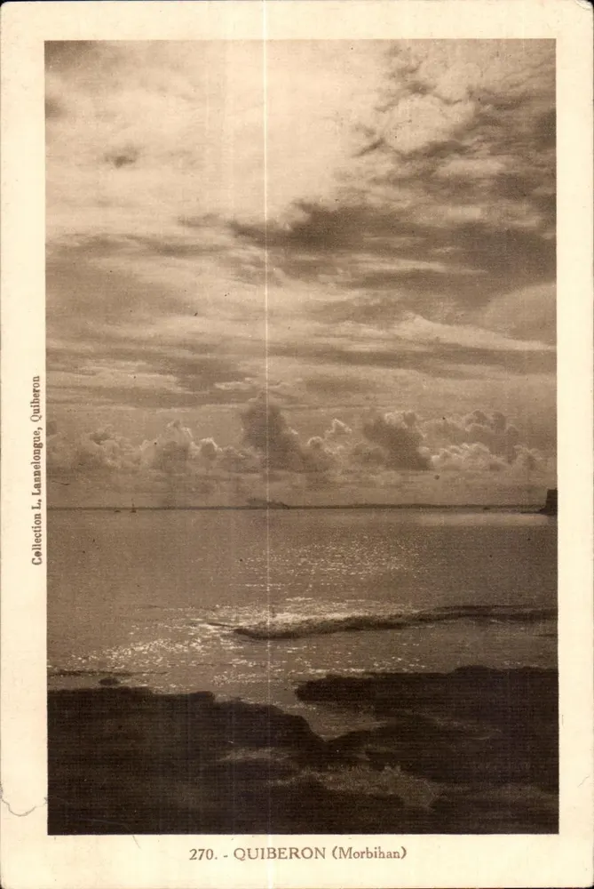 Quiberon (Morbihan) — vista do mar e das rochas — Collection L. Lanzelongue, n° 270 - Frente