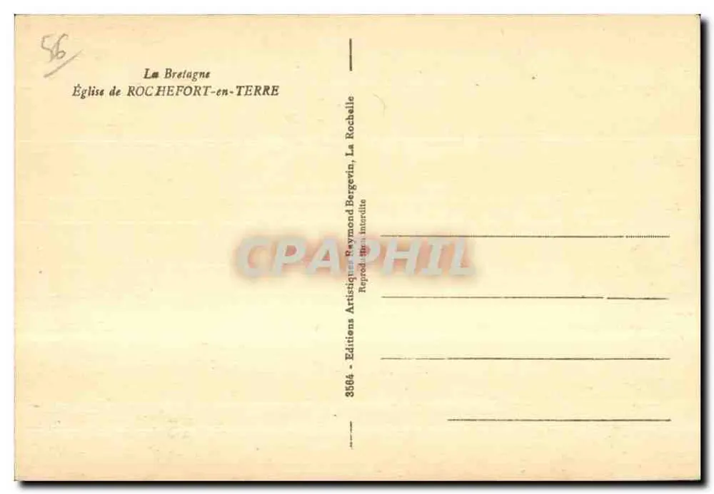 Kirche von ROCHEFORT-en-TERRE — Innenraum — Éditions Artisitiques Raymond Bergevin, n° 3504 - Rückseite