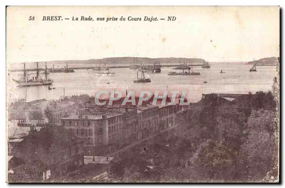 BREST — Die Bucht, Aufnahme vom Cours Dajot — ND - Vorderseite
