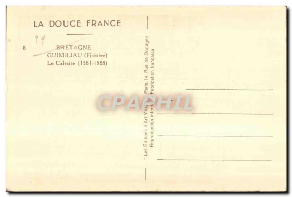 Le Calvaire — Bretagne — Éditions d'Art Yvon - Rückseite