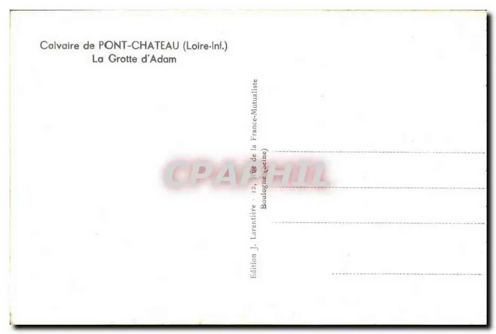 Calvarien von Pont-Château — Die Höhle Adams — Edition J. Lurentière - Rückseite