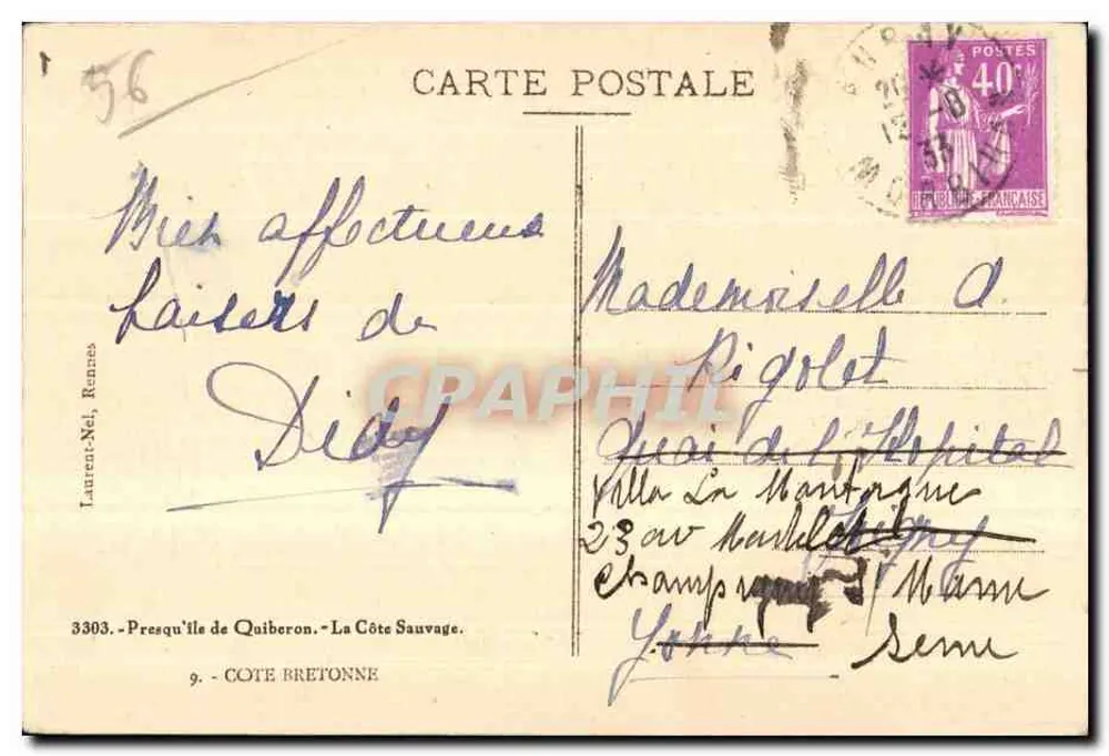 Halbinsel Quiberon — Die Wilde Küste — Laurent-Nel, Rennes - Rückseite