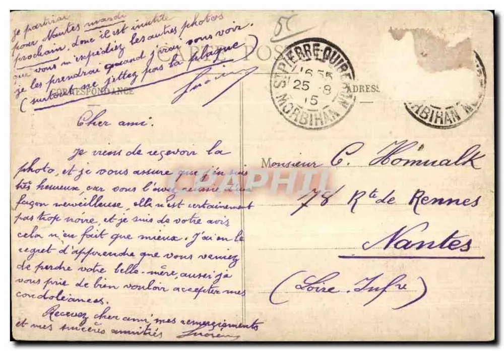 Saint-Pierre-Quiberon — Gruta de Kergroix — Coleção H. Laurent, Port-Louis, n° 2665 - Verso