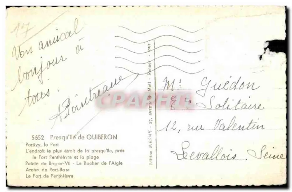 Saint-Pierre-Quiberon — vista panorâmica — Edição Mésny, n°5652 - Verso