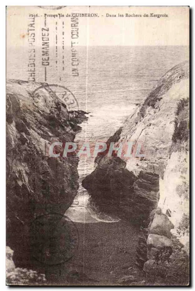 Presqu'île de Quiberon — In den Felsen von Kergroix — Verlag: Chèques Postaux de Mandéz - Vorderseite