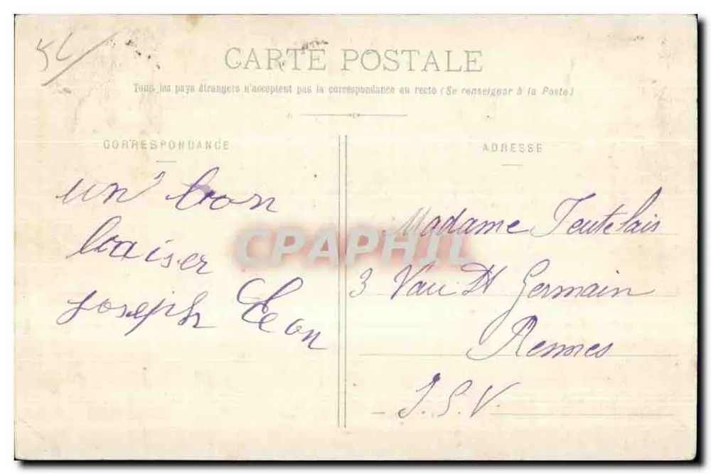 Quiberon - Beg-er-Vil — Port-Louis — editor H. Lau, n°924 - Verso