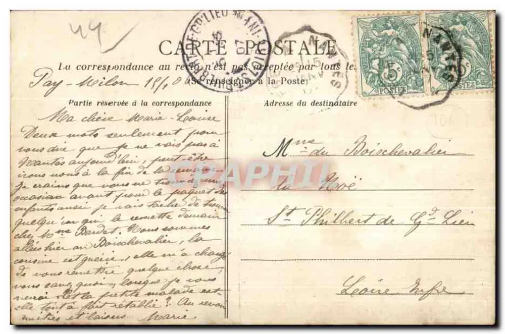 Gruta de Lourdes — LEGÉ (Loire-Inf.) — Coleção H. Moreau, fot. Rocheservière - Verso