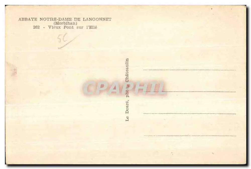 Abtei Notre-Dame de Langonnet — Alte Brücke über die Ellé — Le Doaré, phot. Châteaulin - Rückseite