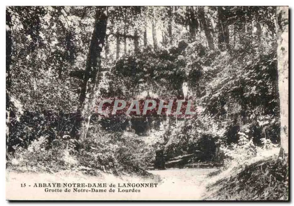 Grotte Notre-Dame de Lourdes — Abtei Notre-Dame de Langonnet — unbekannter Verlag, Seriennummer 15 - Vorderseite