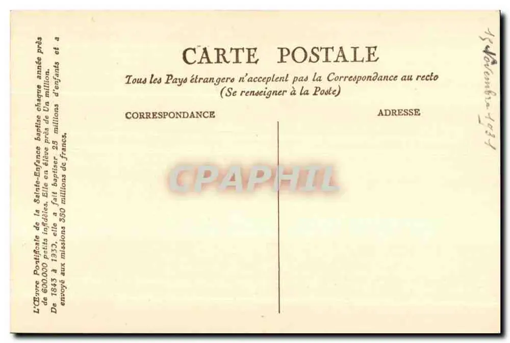 Apostolischer Vicariat von Loango — AFRICA — Mutter Alphonse und einige ihrer schwarzen und mulattischen Töchter — Sammlung der Pontifizialwerk der Heiligen Kindheit - Rückseite