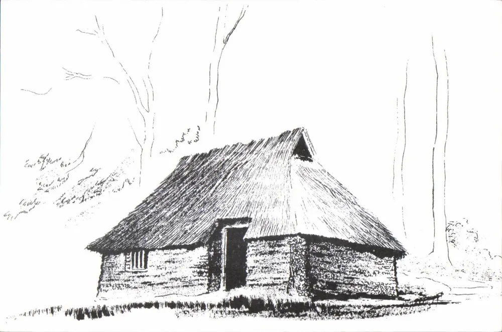 Maison de Hangleton — mittelalterliche Rekonstruktion — Weald and Downland Open Air Museum, Singleton, Sussex - Vorderseite