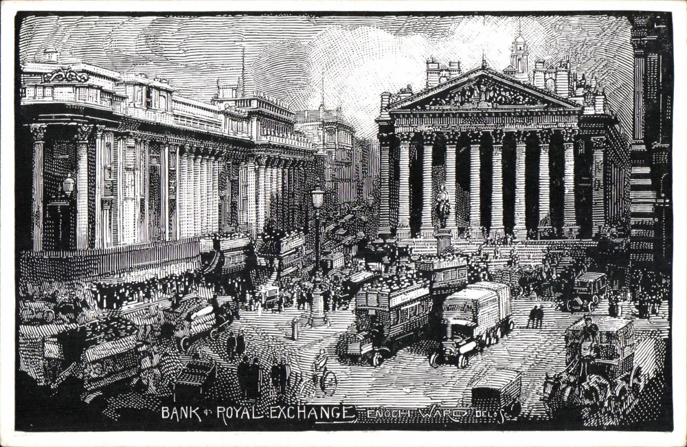 Bank of England & Royal Exchange — Londres — Enoch Ward - Frente