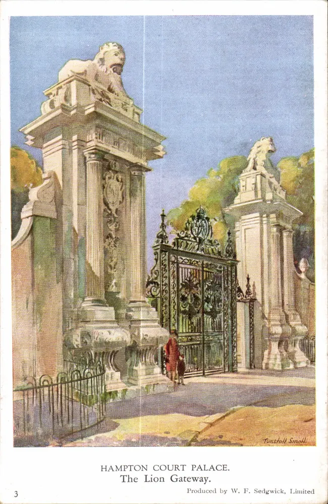 Hampton Court Palace — El Arco de los Leones — Producida por W. F. Sedgwick, Limited - Anverso