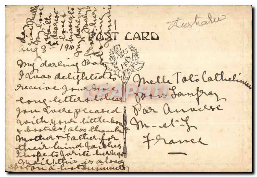 जहां वृक्षी फर्न उगते हैं — ऑस्ट्रेलिया — 1910 की डेटेड पोस्टकार्ड - पीछे