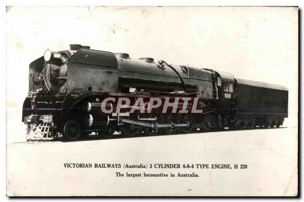 Dampflokomotive H 220 — Victorian Railways (Australien) 3-Zylinder 4-8-4-Typ-triebwagen — Verlag POST CARD COLLECTION ONLY - Vorderseite