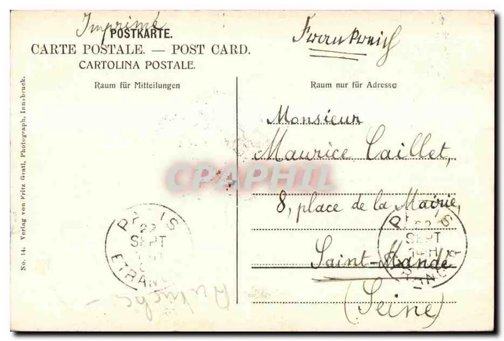 Innsbruck, Casino Cattolico. — Editore Fritz Grati, n°14 - Verso