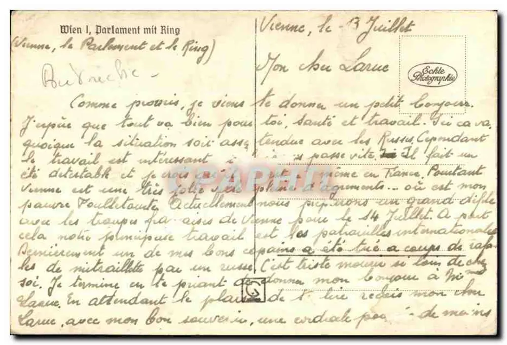 Viena, o Parlamento e o Ring — Échtle Photographie, n° 6044 - Verso