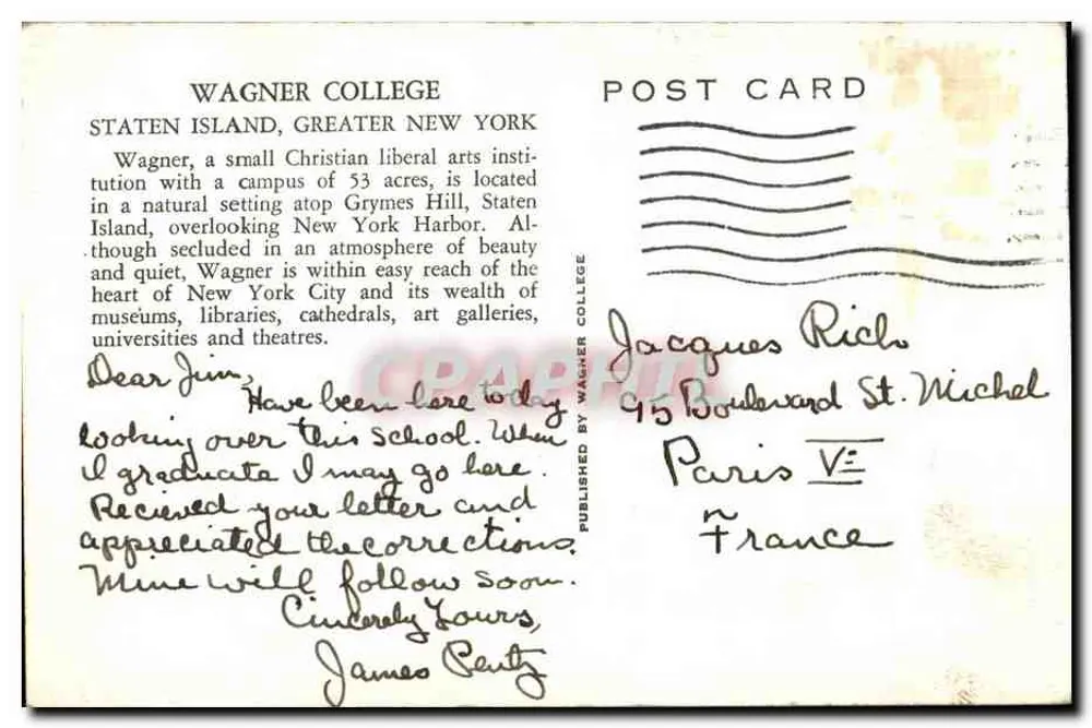 Wagner College — Staten Island, Greater New York — Verlag: Wagner College - Rückseite
