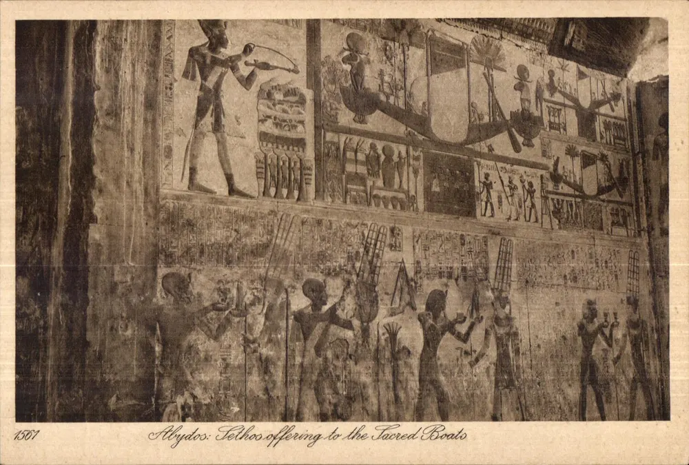 Abydos: Offerta di Telhoo ai Barche Sacre — serie 1501 — Editori Lehner & Landrock, Caire - Recto