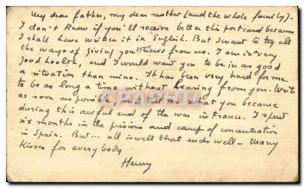 Henry Reult — Brief des französischen Detachements aus Saint-Brevé, Frankreich — Los Angeles, Kalifornien - Rückseite