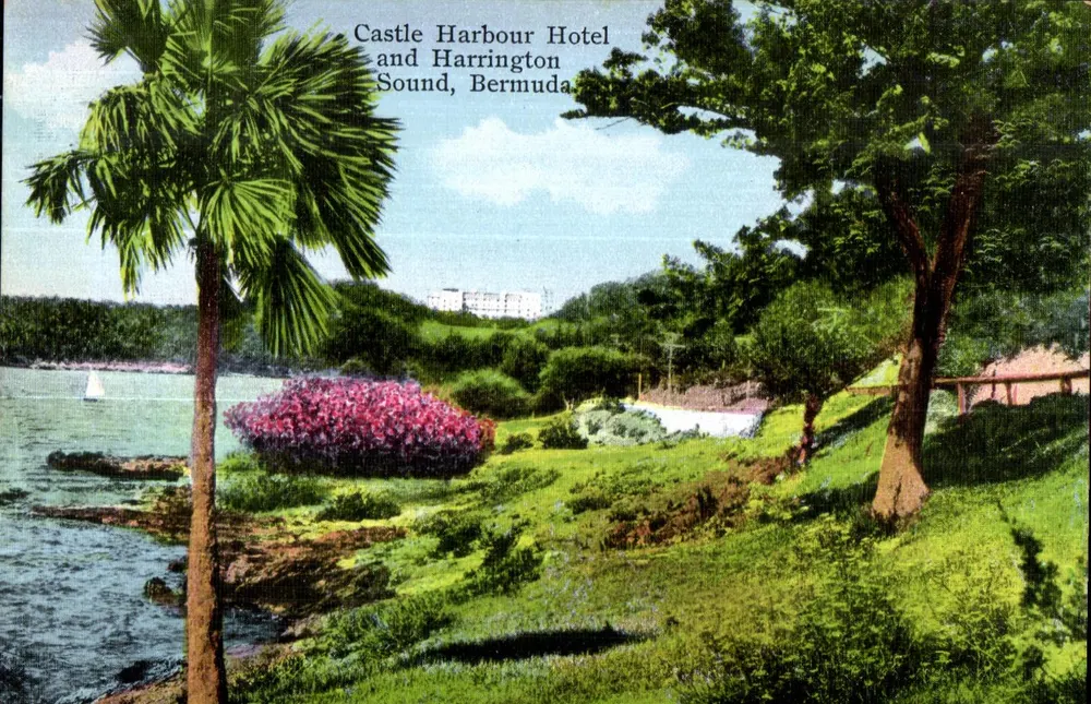 Schlosshafenhotel und Harrington Sound, Bermuda — Landschaftsansicht — Verlag: The Harrington Co., Bermuda - Vorderseite