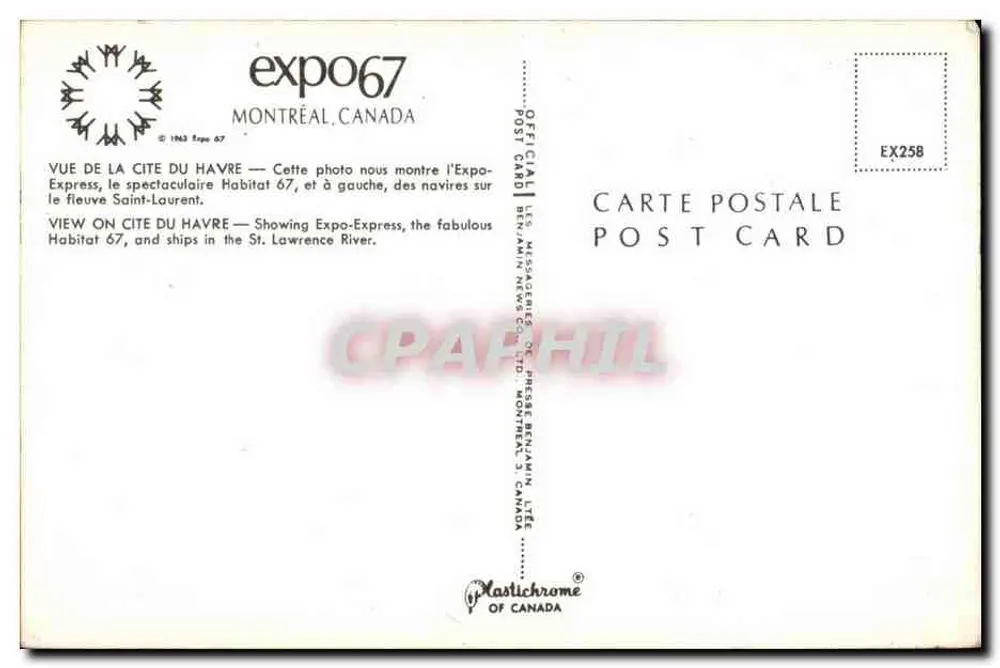 Expo 67 — Habitat 67 und das Schiff Expo-Express — Plastichrome of Canada - Rückseite