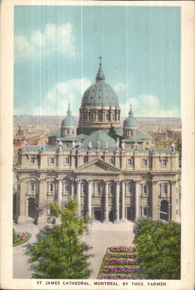 Catedral de San Jorge, Montreal — vista aérea — de Thos. Farmer, n° 39554 - Anverso