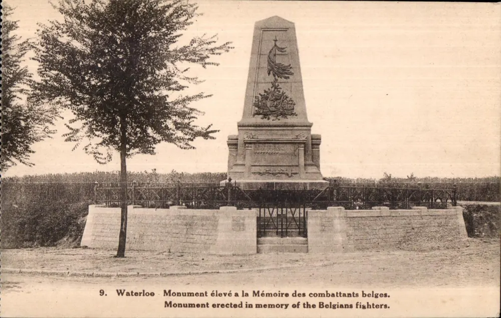 Waterloo — Denkmal errichtet zur Erinnerung an die belgischen Kämpfer — Photolithe DESAIX, n°9 - Vorderseite