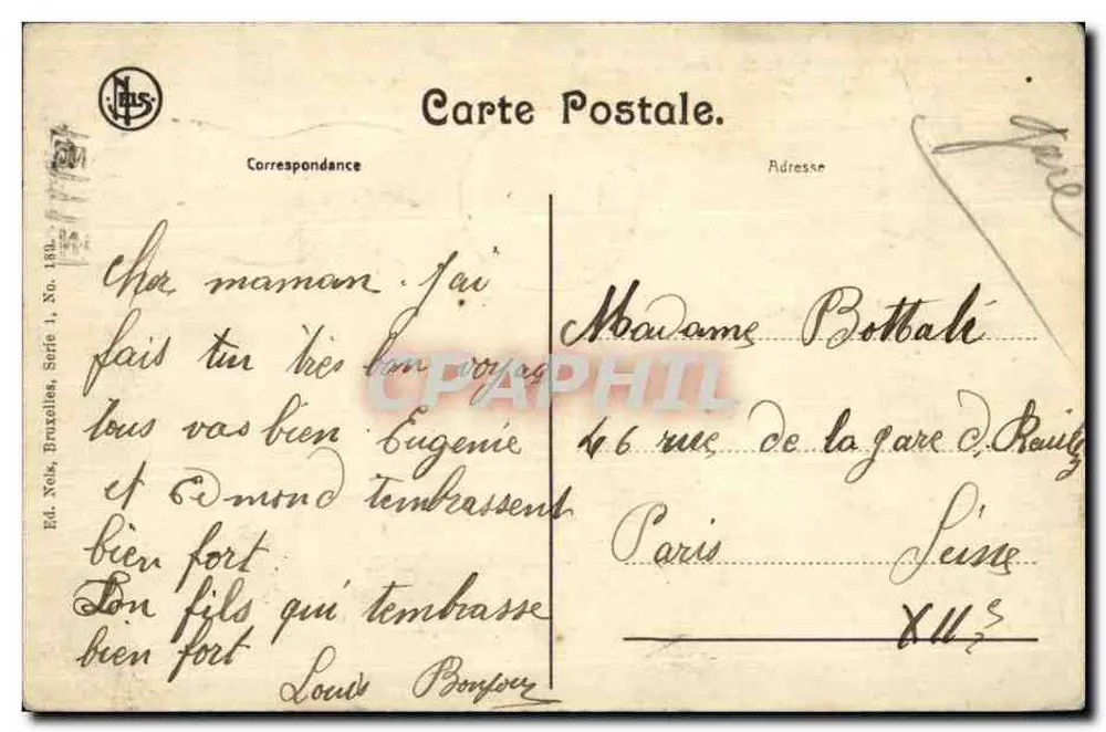 Bruxelas — Igreja de Santa Maria — Ed. Nobs, Série 1, No. 180 - Verso