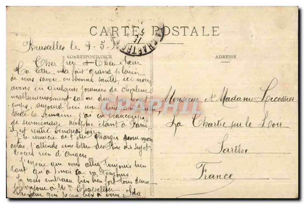Brüssel - Avenue Louise und Place Stéphanie — städtische Ansicht mit Straßenbahnen und Geschäften, Verlag Albert Viebroeker, n° 436 - Rückseite