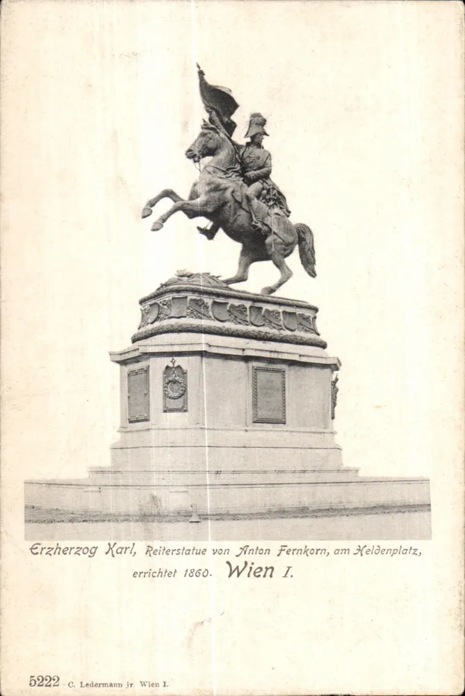 Reitstatue des Erzherzogs Karl — Wien I — Verlag C. Ledermann jr. Nr. 5222 - Vorderseite