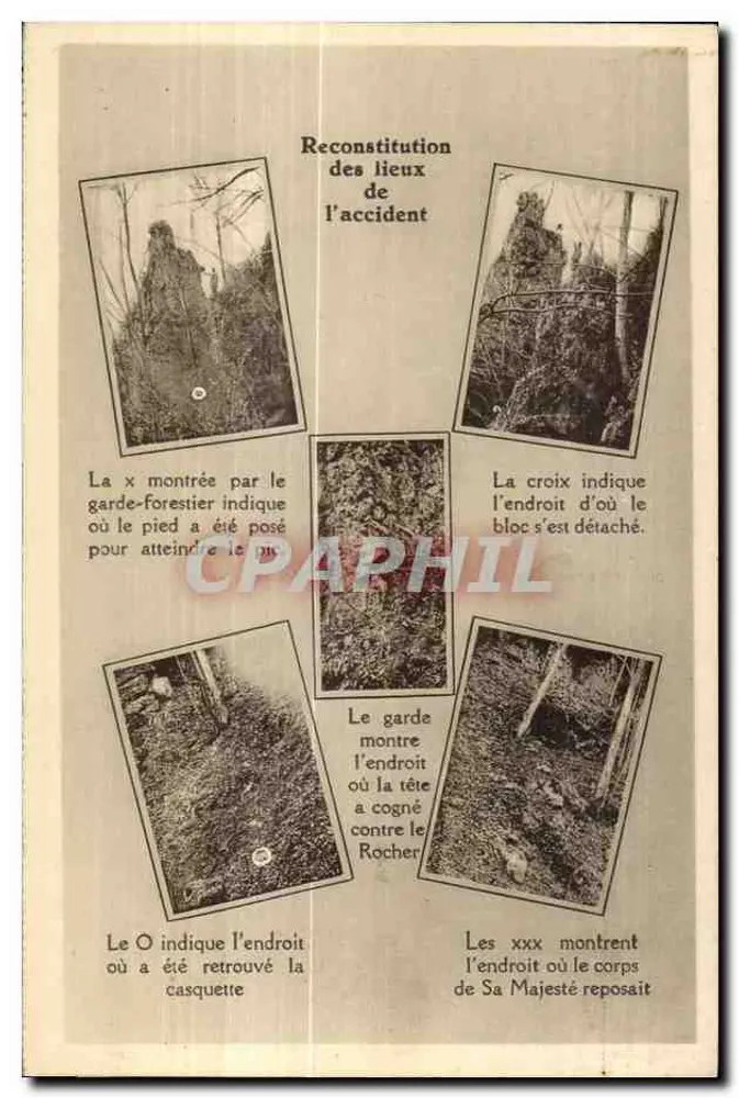 Reconstituição dos locais do acidente — acidente real na floresta — Ed. Photo. Splendid Vreken - Frente