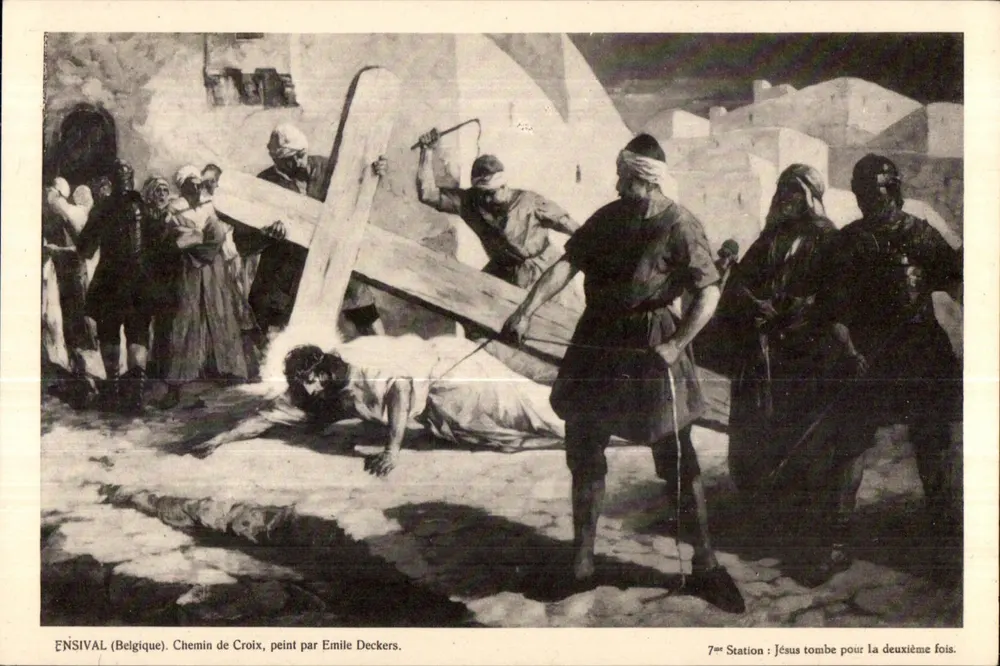 Chemin de Croix — 7. Station: Jesus fällt zum zweiten Mal — gemalt von Emile Deckers - Vorderseite