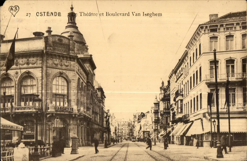 Ostende — O Teatro e o Boulevard Van Iseghem — Edição A. Schoeers & Forest-bruxelas - Frente