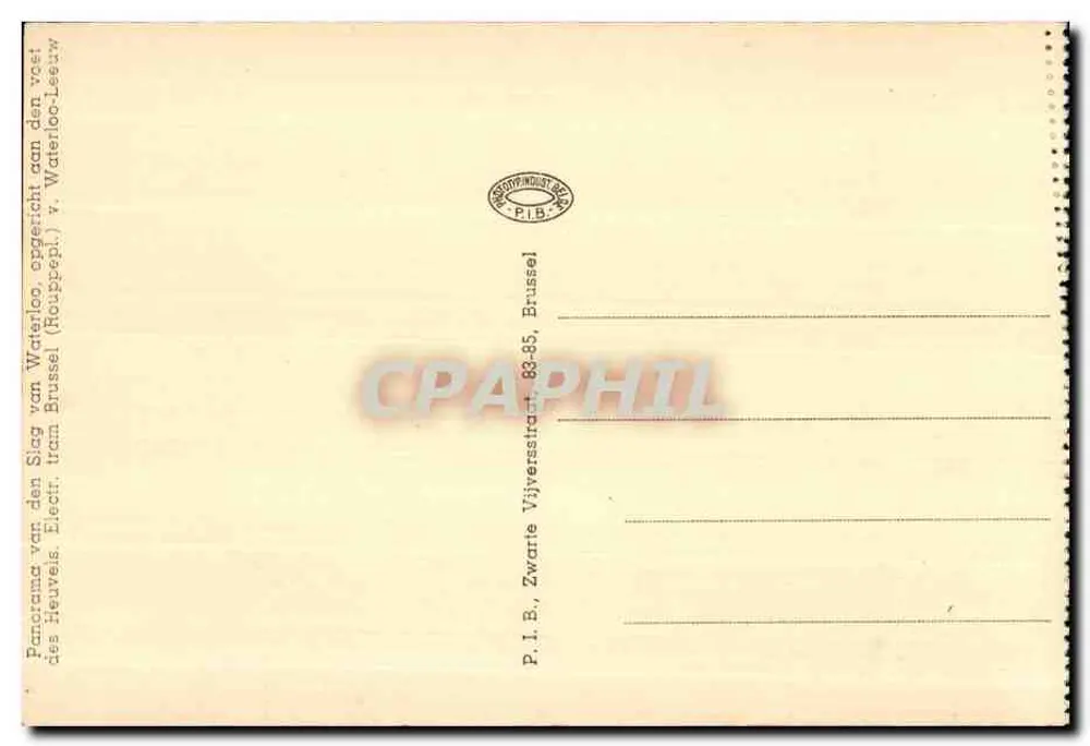Schlacht von Waterloo — Panorama der Schlacht — P.I.B., Brüssel - Rückseite