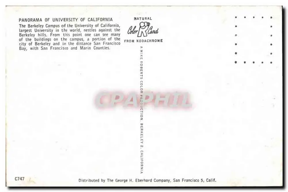 Universität Kalifornien — Berkeley — Verlag Mike Roberts Color Production - Rückseite