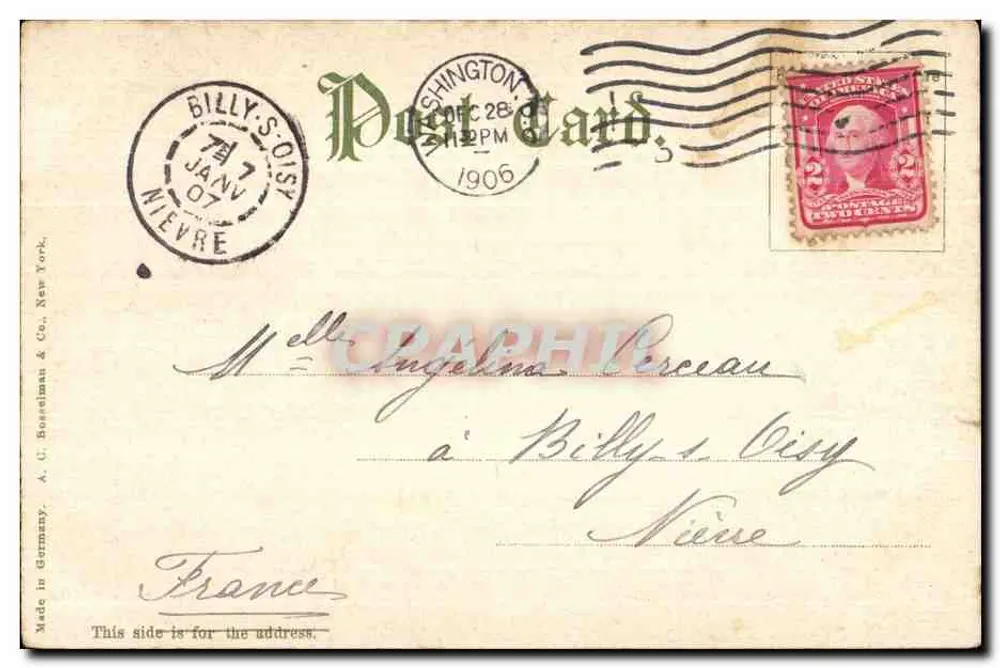 Senado — Sala do Senado em Washington D.C. — A. C. Bosseman & Co. n° 1609 - Verso