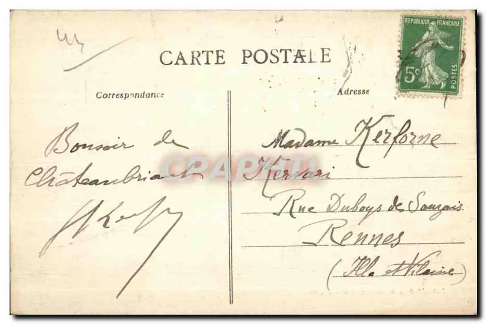Châteaubriant (Loire-Inf.) — A esplanada e a Ala Meridional do Castelo da Renascença (1537) — Fototipia Lacroix, Châteaubriant - Verso