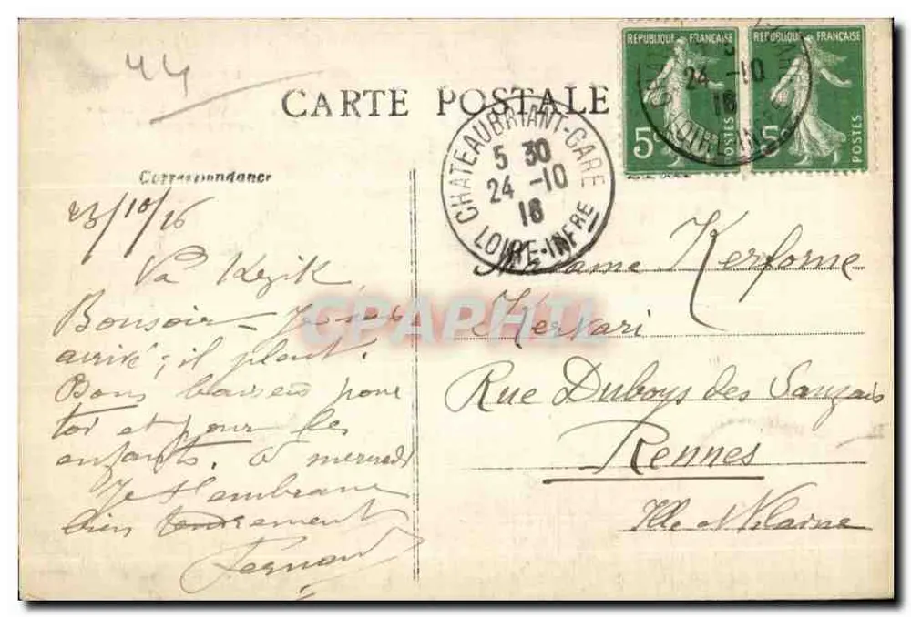 Châteaubriant (Loire-Inf.) — Colunata do Castelo da Renascença — Fototipia Lavernie, Châteaubriant - Verso