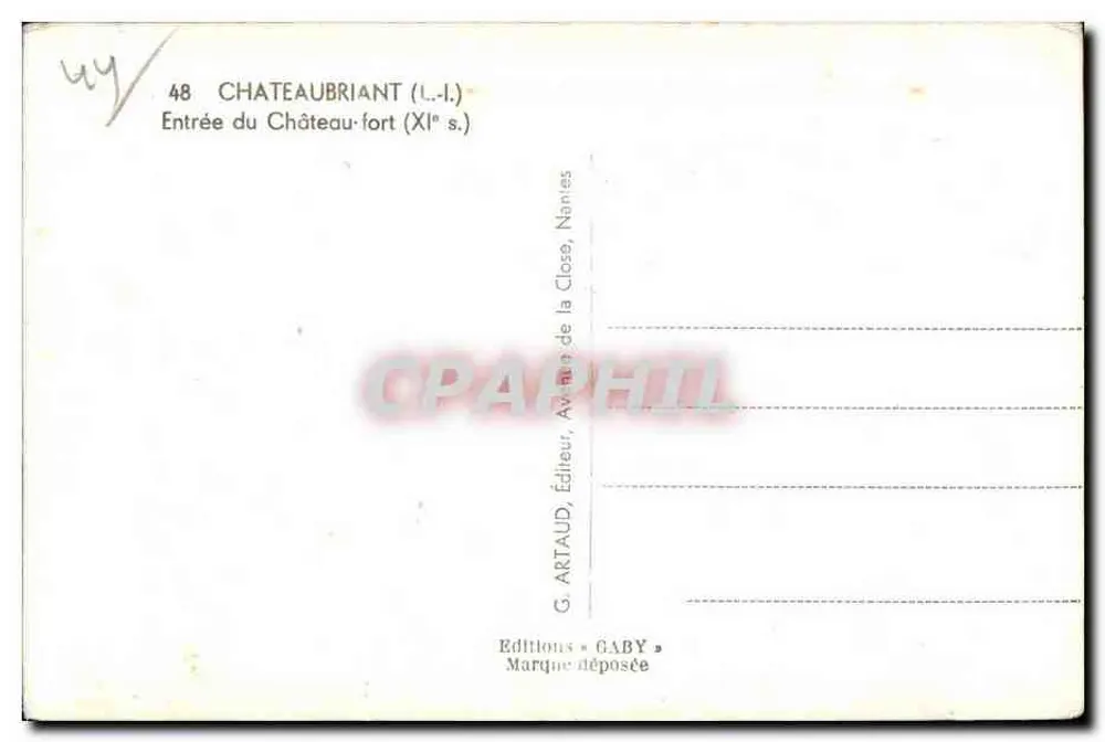 Châteaubriant — Entrata del Castello forte (XI secolo) — Edizioni Gaby - Verso