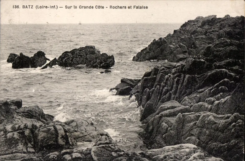 Batz (Loire-Inf.) — Na Grande Côte — Rochas e Falésia — F. Chapeau, Imp.-Édit., Nantes - Frente