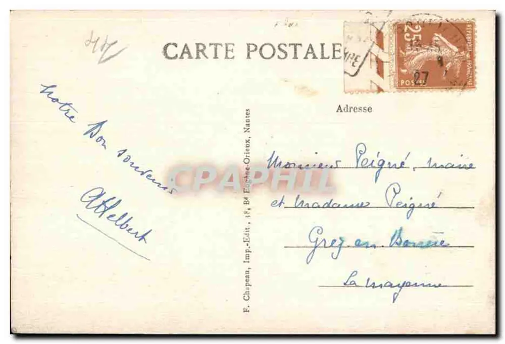 Batz (Loire-Inf.) — Na Grande Côte — Rochas e Falésia — F. Chapeau, Imp.-Édit., Nantes - Verso