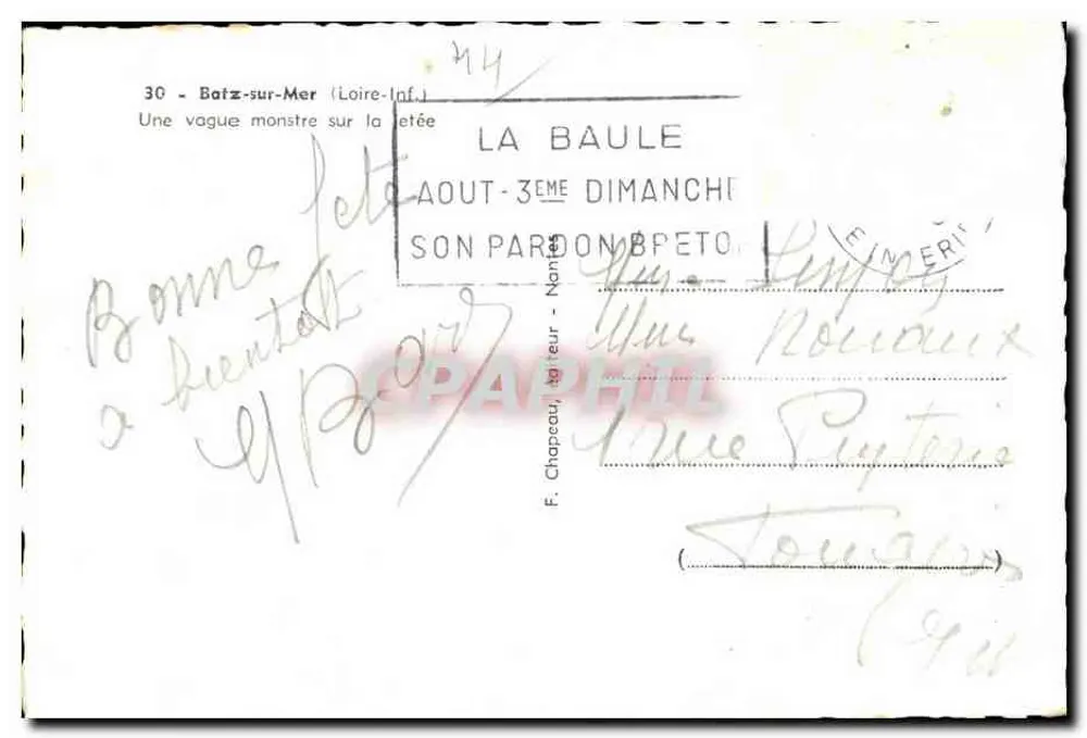 Batz-sur-Mer — Eine Monsterwelle auf der Mole — F. Chapeau, Nantes, Nr. 30 - Rückseite