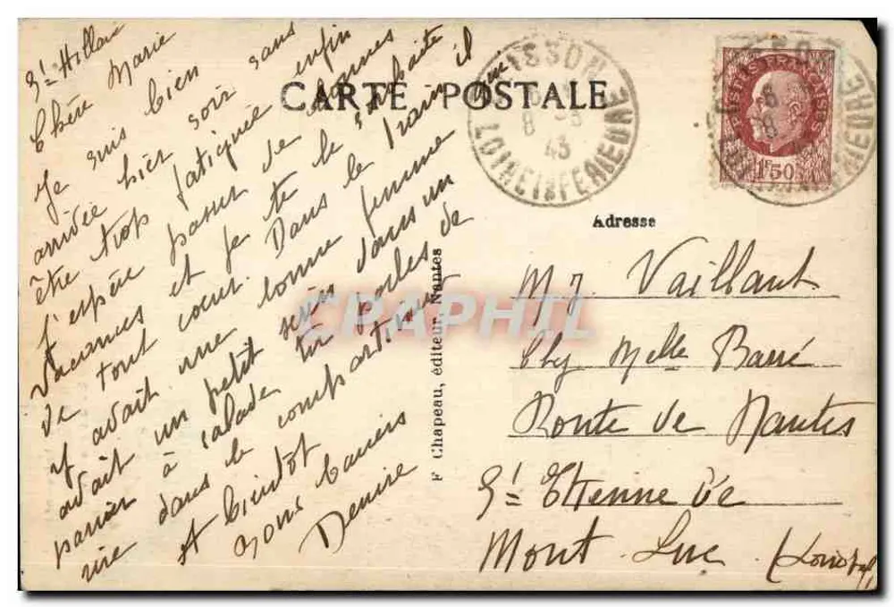 Clisson (Loire-Inf.) — Ansicht der Kirche Notre-Dame am Ufer der Sèvre — P. Chapeau, Verlag, Nr. 87 - Rückseite