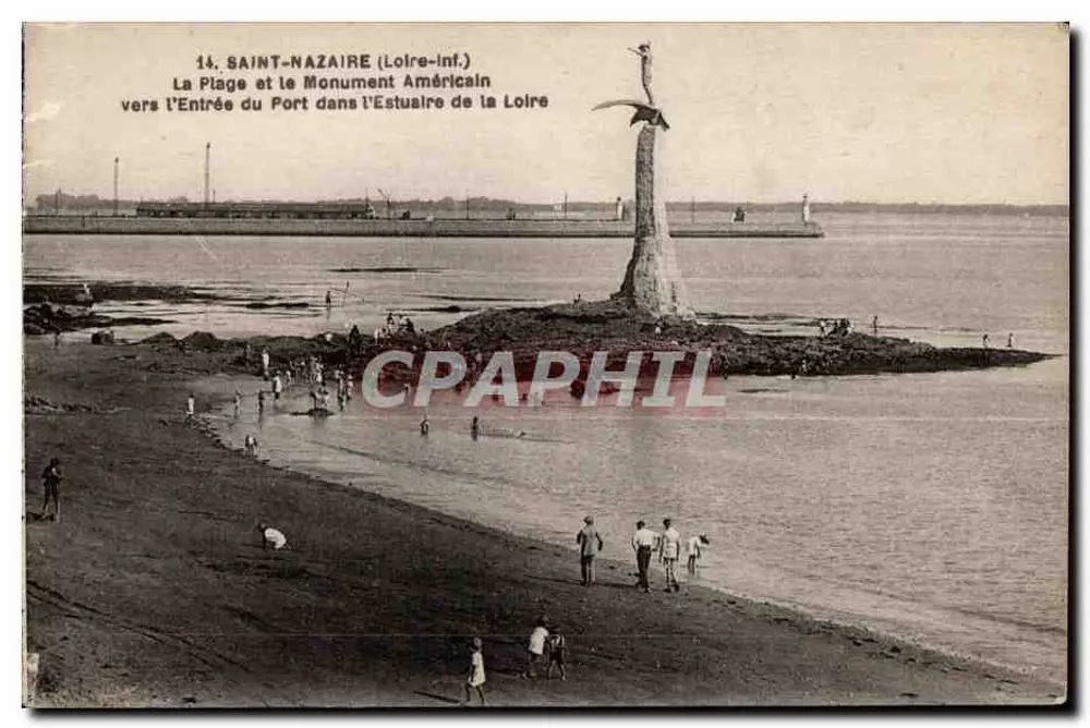 Saint-Nazaire (Loire-Inf.) — Die Strandpromenade und der amerikanische Denkmal in Richtung Hafenmund im Loire-Mündungsgebiet — F. Chapeau, Verlag, Nantes - Vorderseite